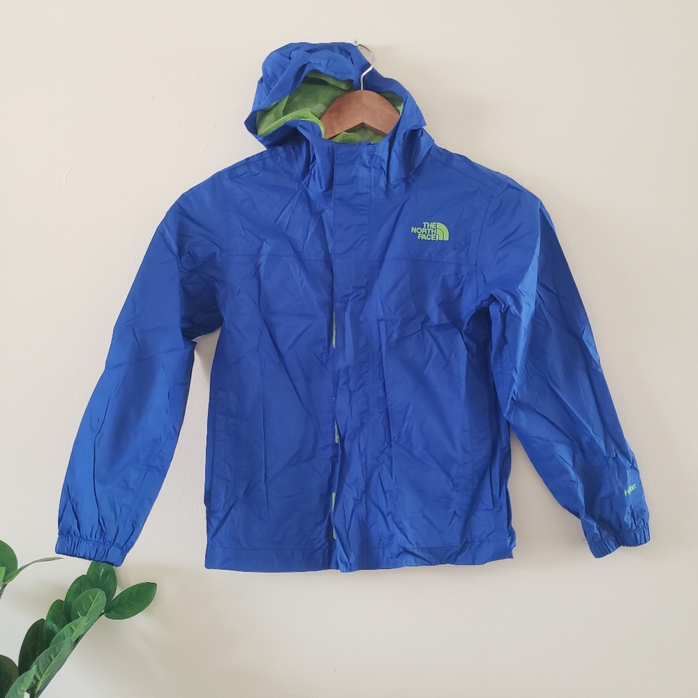 The North Face Hyvent Boys Rain Jacket Lined - Blue/Green - S (7/8)🚫FINAL SALE